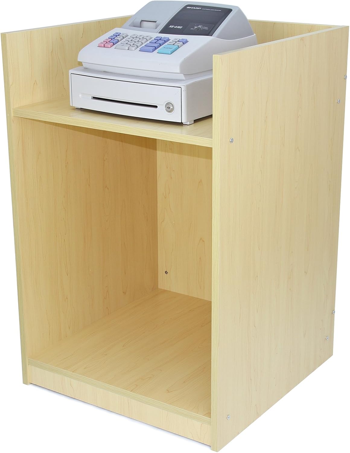 MonsterShop TB60 Kassentisch Kassentresen Verkaufstheke Ladeneinrichtung Verkauftstisch Verkaufstresen Ahorn, 60cm x 60cm x 90cm