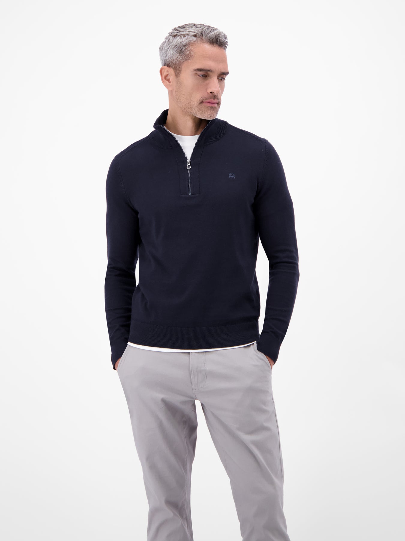 Flachstrickpullover mit Troyerkragen