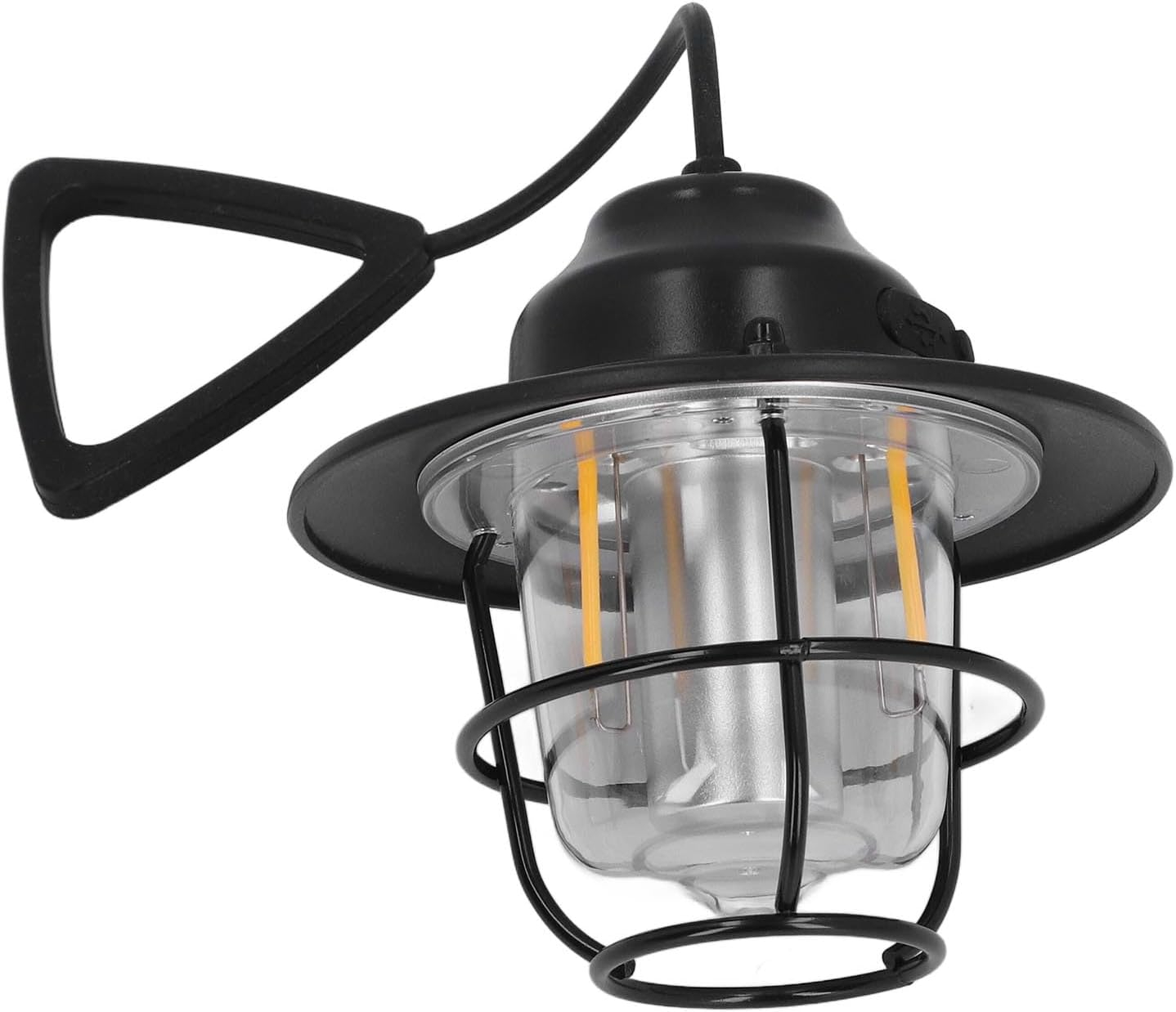 USB LED Retro Outdoor Hängelampe Camping Laterne Spritzwassergeschützt IPX4   2000mAh Akku - Schwarz