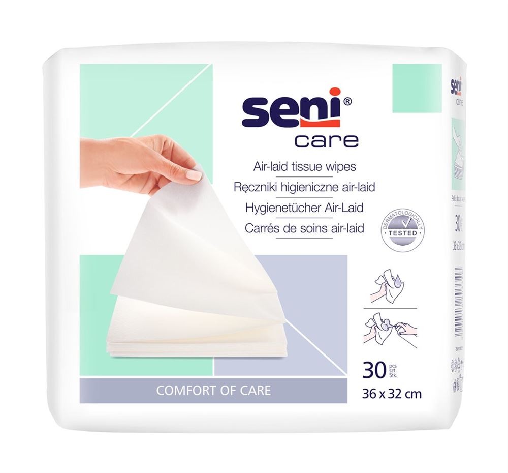 Seni Care Air Laid Tücher<br>30 Stück, Karton, 36x32cm, (n)