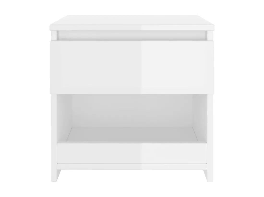 Table de chevet blanc brillant 40x30x39 cm bois d’ingénierie