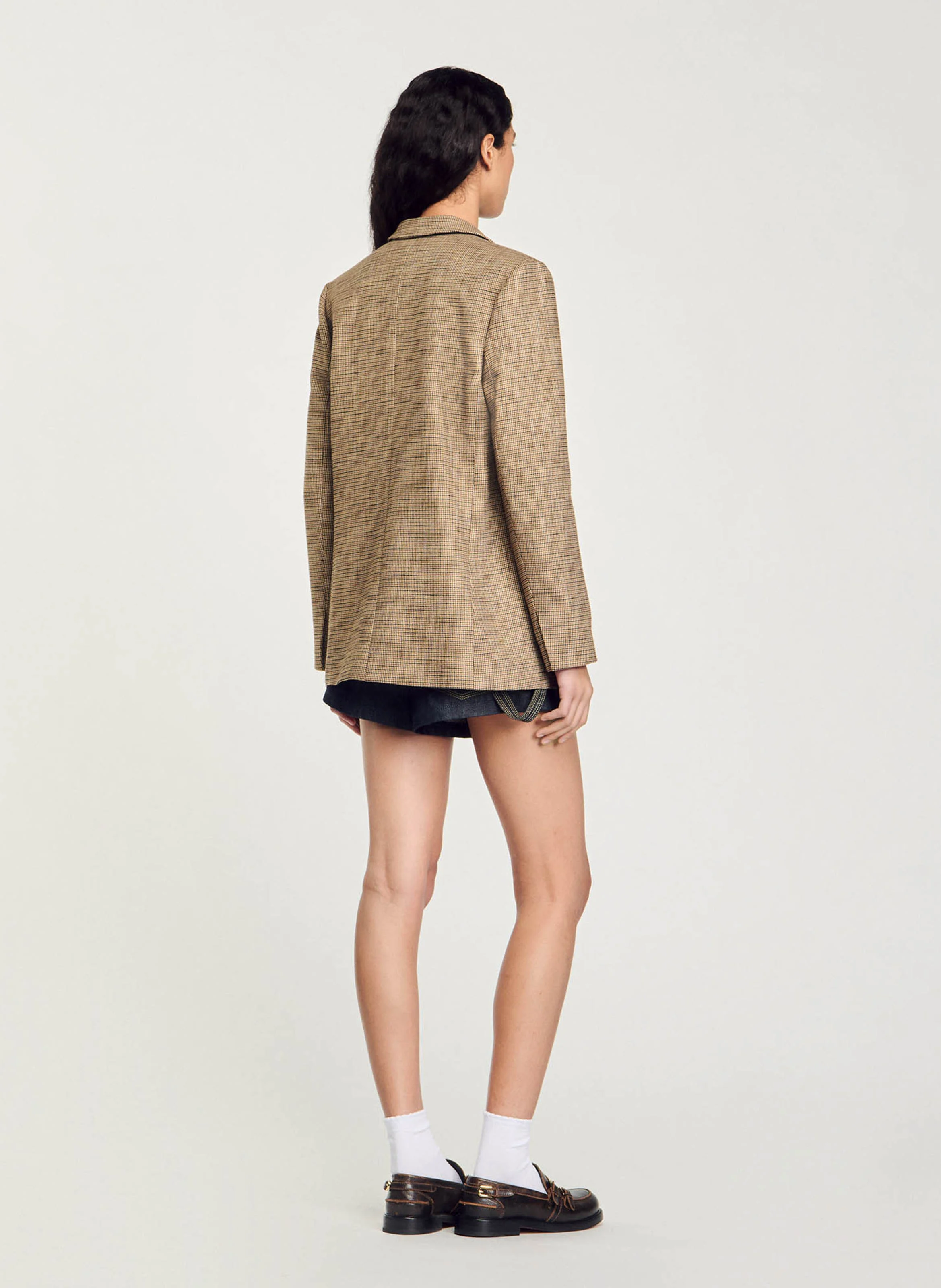 Veste tailleur droite imprimé | Marron