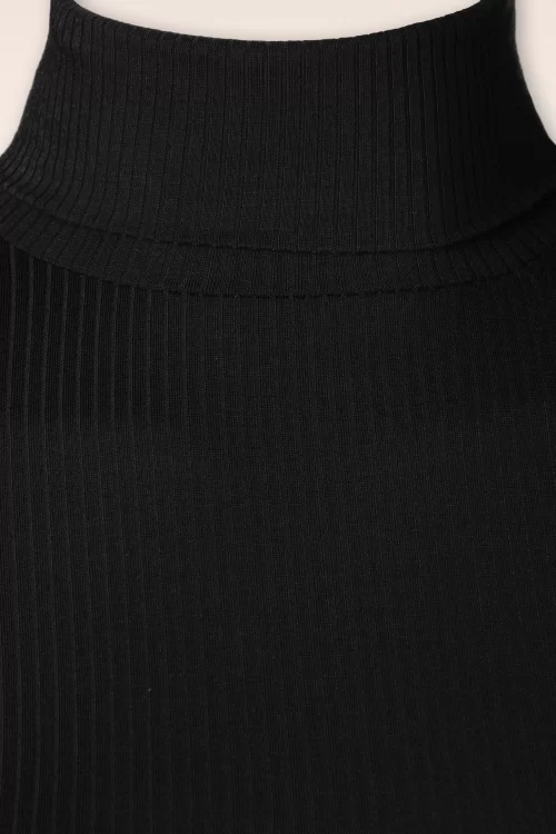 King Louie Rolkraag rib top in zwart
