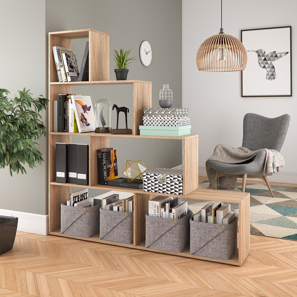 Vicco Treppenregal ASYM Raumteiler sonoma Bücherregal Standregal Aktenregal Hochregal Aufbewahrung Regal