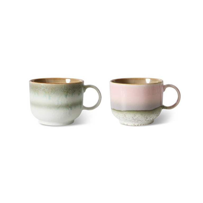 HKliving 70's Ceramic thee mok set van 2 Vesper