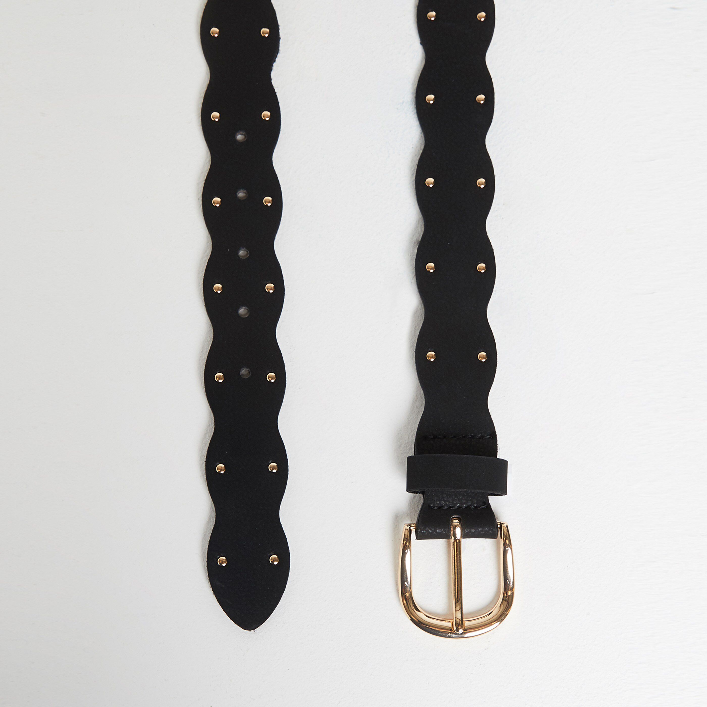 Ceinture à bords ondulés femme - NOIR