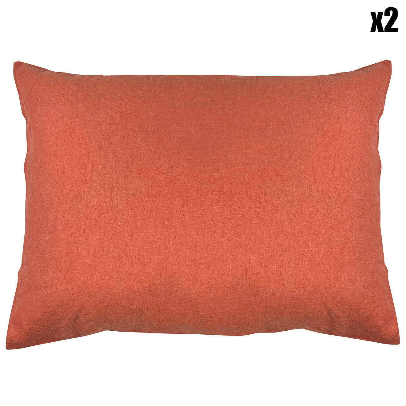 United by Perle de coton 2 Taies d'oreiller 100% Lin lavé terracota