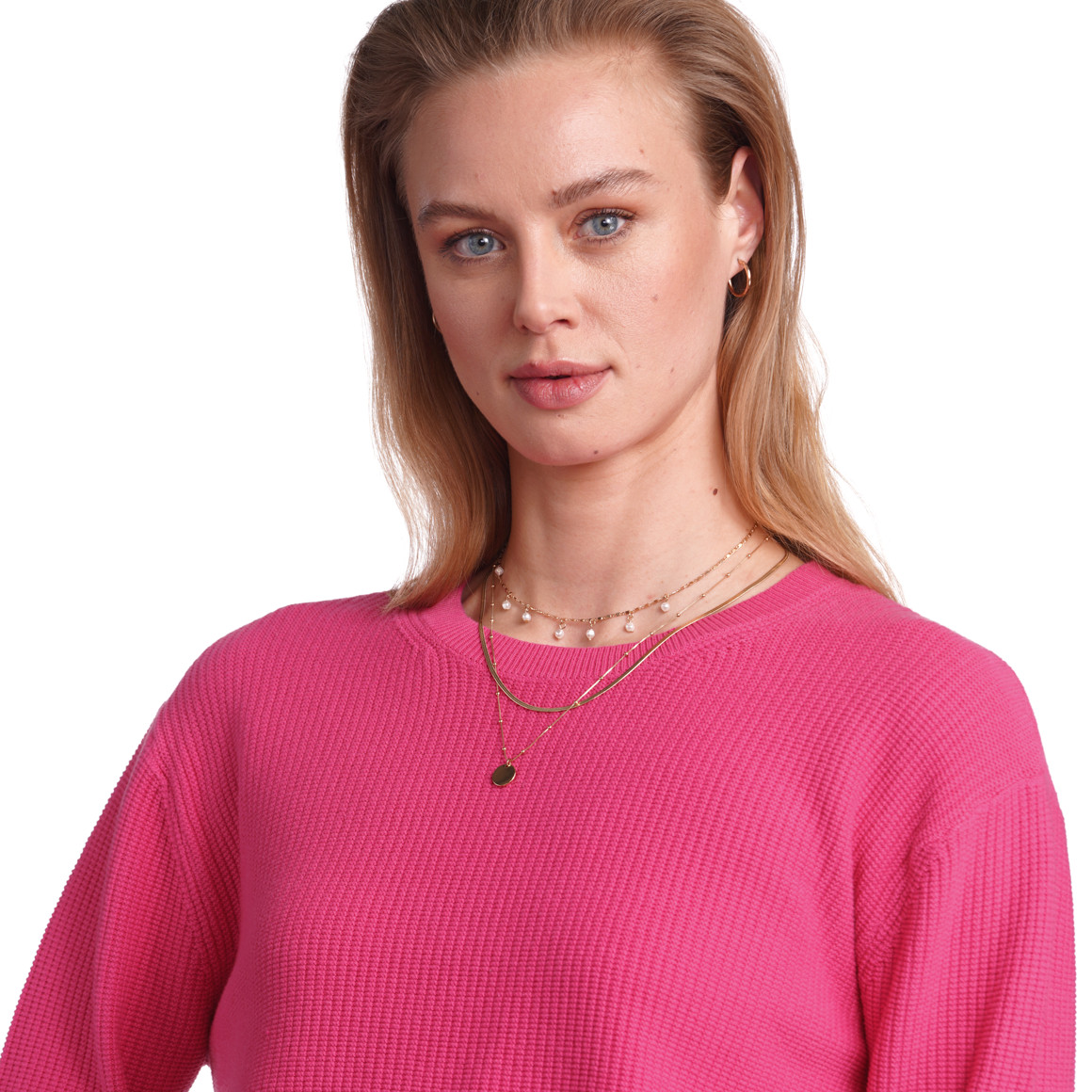 Jonas Nielsen Damen Pullover mit Rippstruktur pink