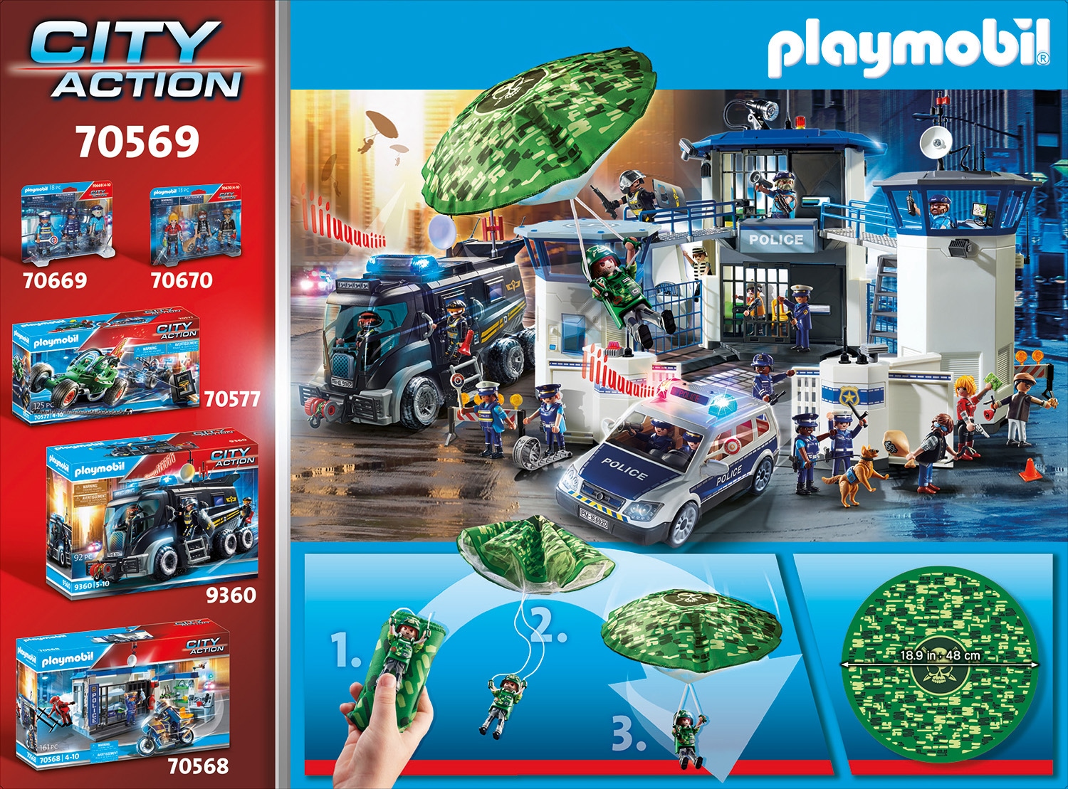 Playmobil® Konstruktions-Spielset »Polizei-Hubschrauber: Fallschirm-Verfolgung (70569), My Action Heroes« Made in Germany