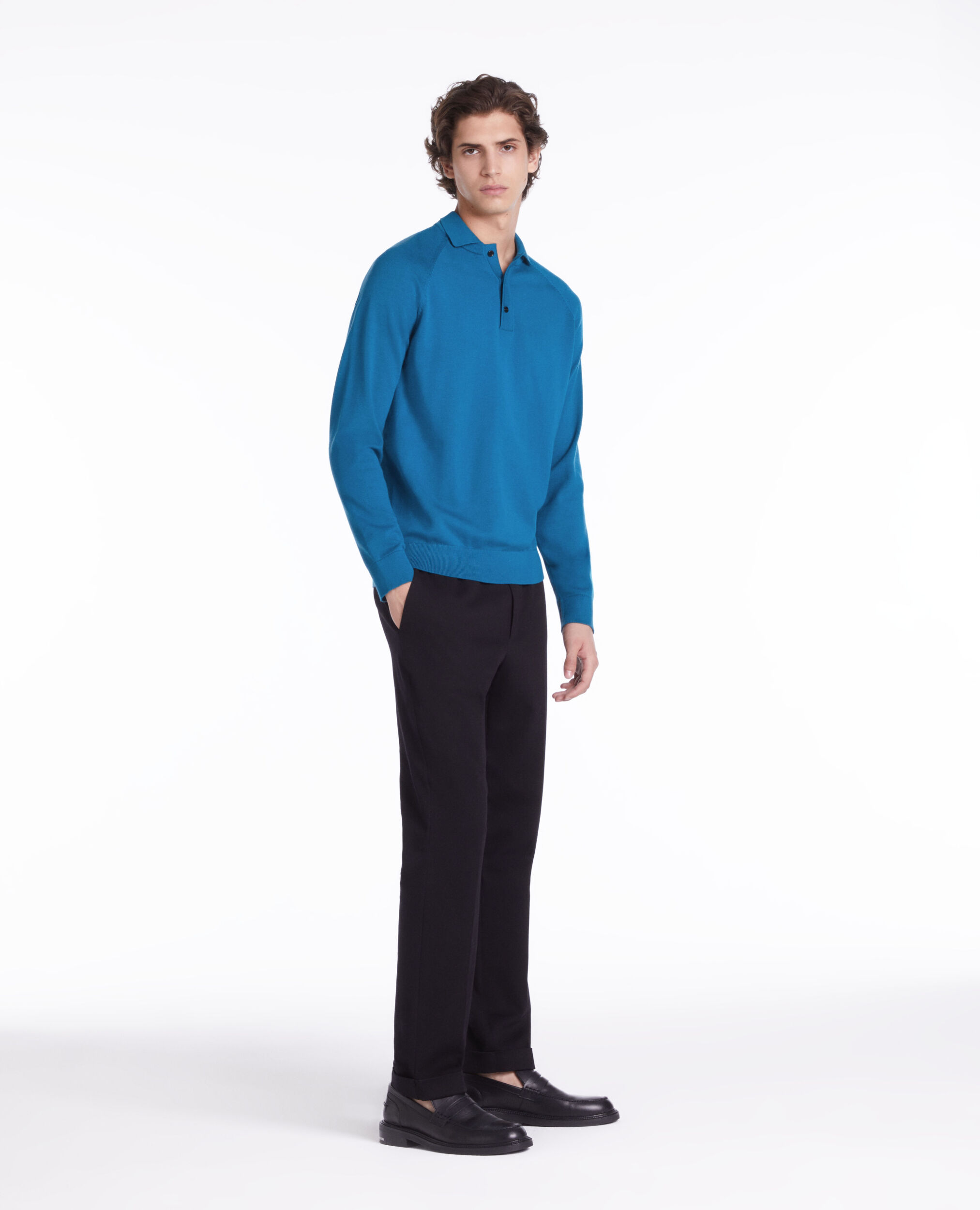 Polo bleu en maille