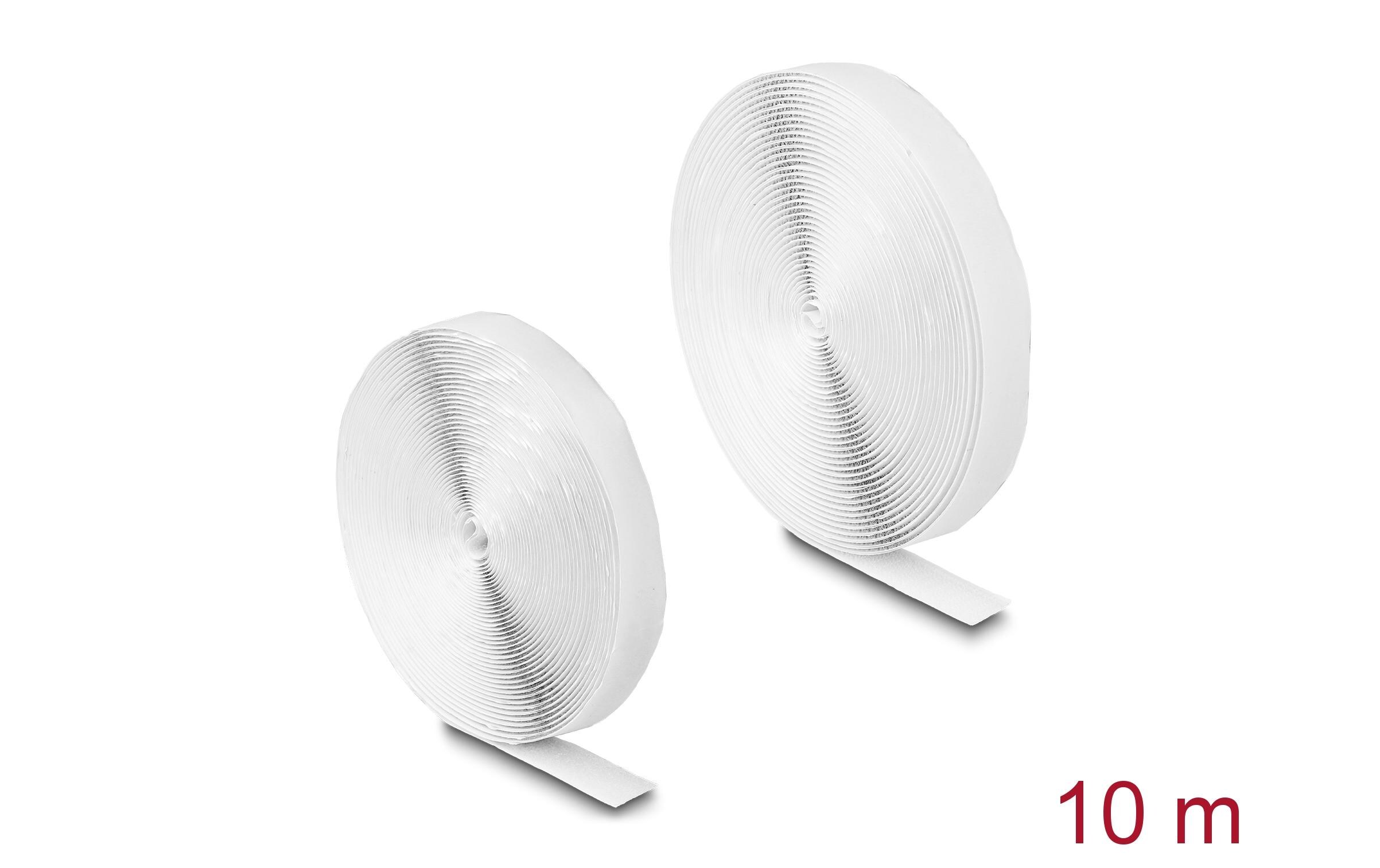 Klettband 5 m x 20 mm mit Haft- und Flauschband, WeissDelock Klettband selbstklebend mit Haft- und Flauschband L 5 m x B 20 mm weiss