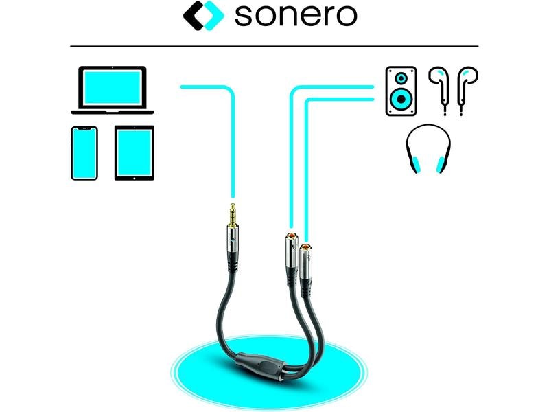 sonero Audio-Kabel 3.5 mm Klinke - 3.5 mm Klinke 0.25 m Sonero 3.5mm auf 2x 3.5mm Audio Adapter Kabel 0.25m