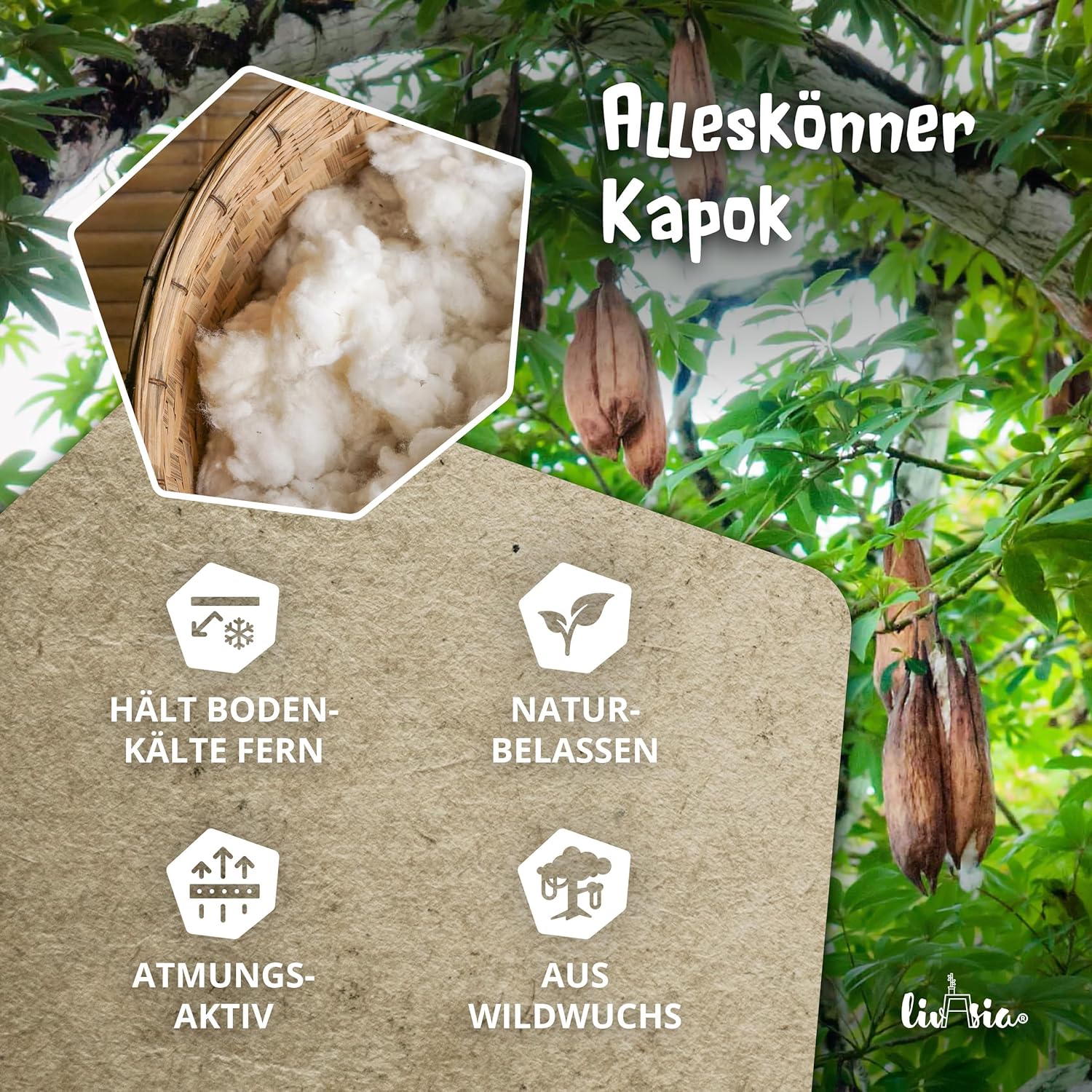 livasia Nachhaltige Klappmatratze aus Kapok - 200x80x8cm - Gästematratze, Faltbare Matratze für Van, ökologische Yogamatte, klappbares Gästebett, Liege für Garten und Balkon (Blau/Elefanten)