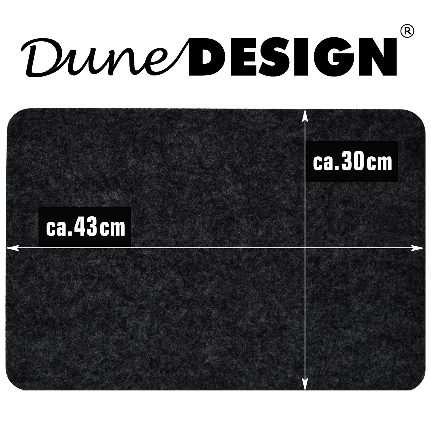 4 Extra-Dicke Filz Tischsets 43x30x0,5cm Edle Platzsets Tisch-Unterlage Anthrazi