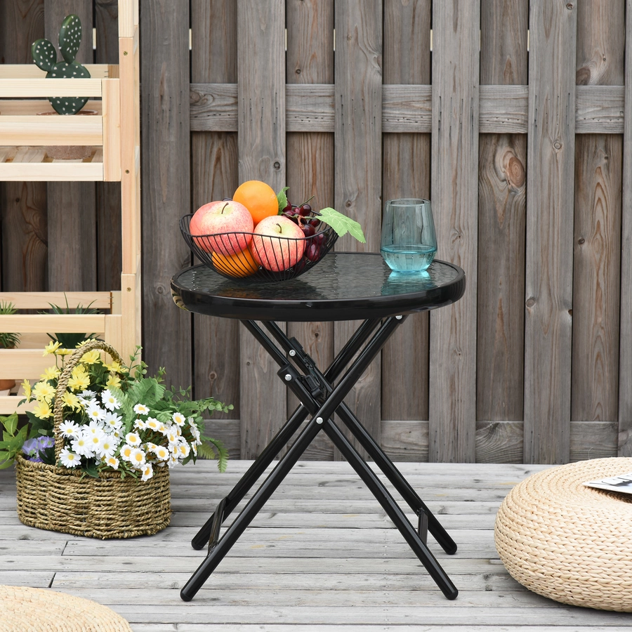 Outsunny Gartentisch klappbar transparentschwarz