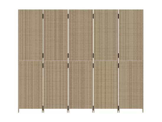 Cloison de séparation 5 panneaux beige résine tressée