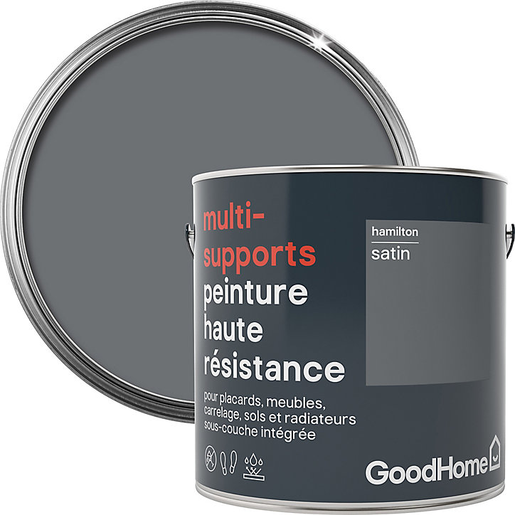 Peinture haute résistance multi-supports GoodHome gris Hamilton satin 2L