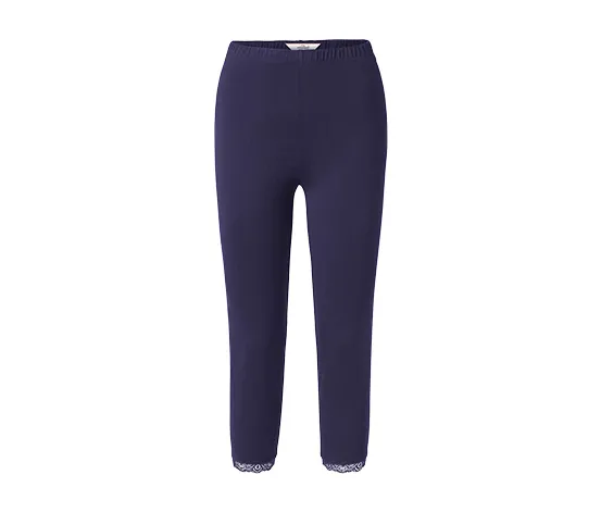 3/4-Leggings mit Spitzenborte, dunkelblau
