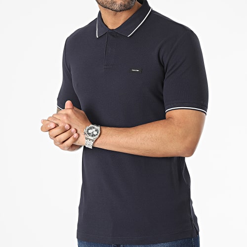 Polo A Manches Courtes Stretch Pique Tipping 0596 Bleu Marine