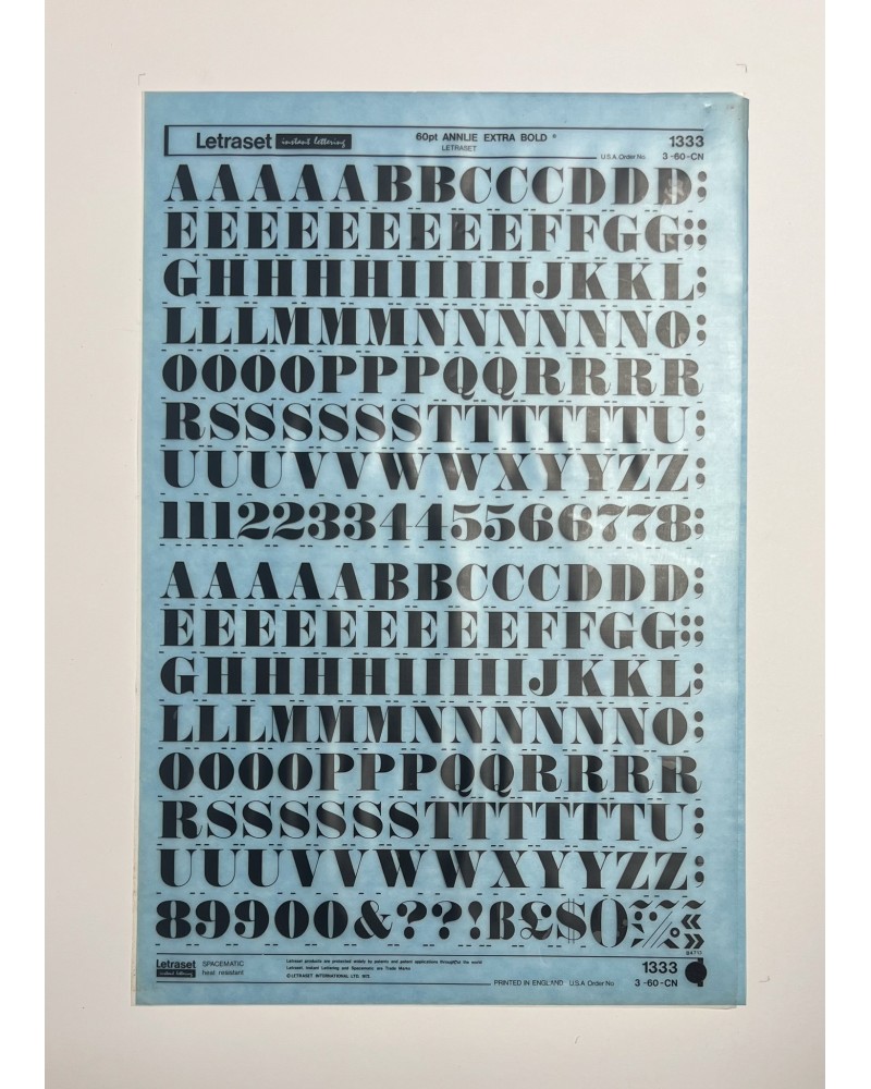 letraset-1333- ANNLIE EXTRA BOLD - 60pt