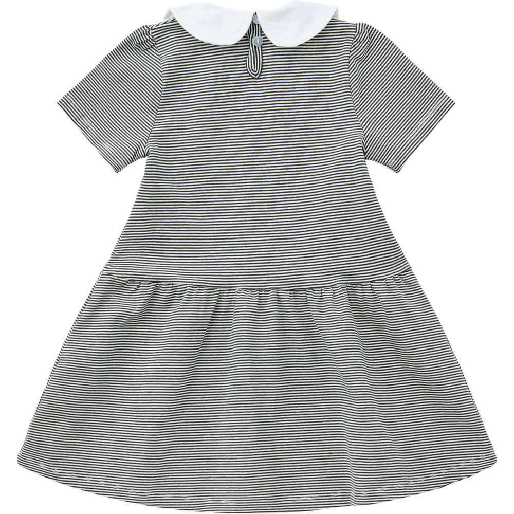 Køb COPENHAGEN COLORS Navy/Cream Stripe Striped Kjole m. Poplin Krave