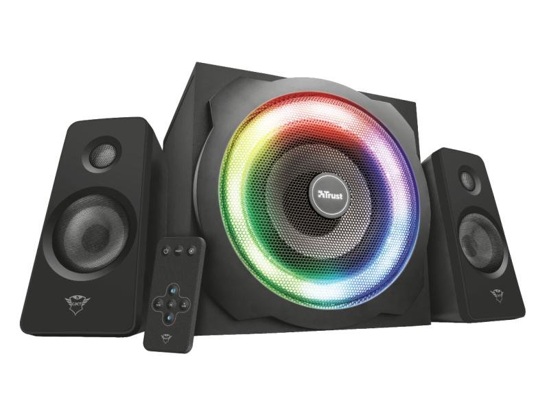 Trust PC-Lautsprecher GXT 629 Tytan RGB Illuminated 2.1 Leistungsstarkes 2.1-Lautsprecherset mit einstellbarer RGB-Beleuchtung