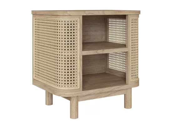 Table de chevet en bois massif et cannage - Antik