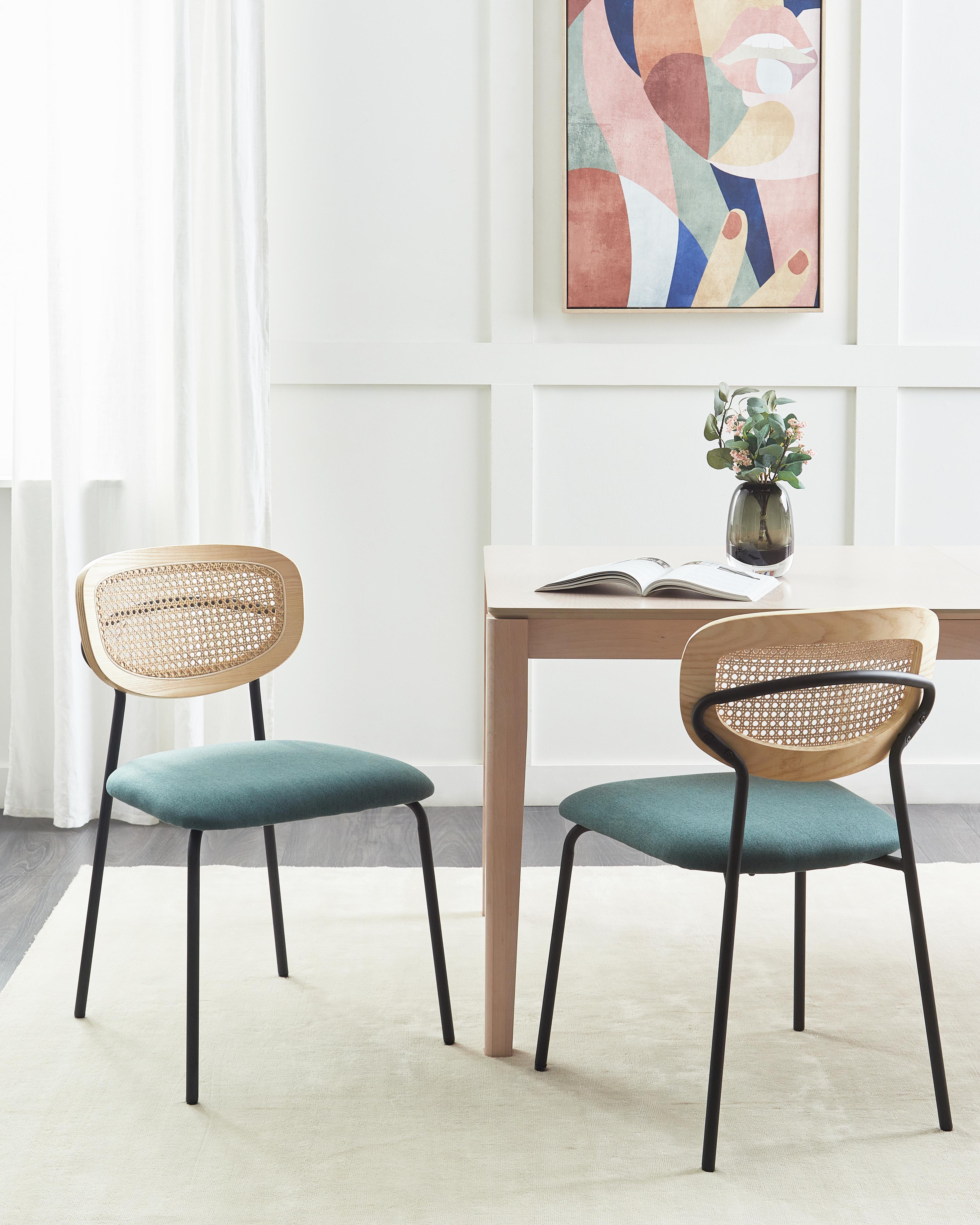 Set van 2 eetkamerstoelen MAYETTA Rotan Groenblauw