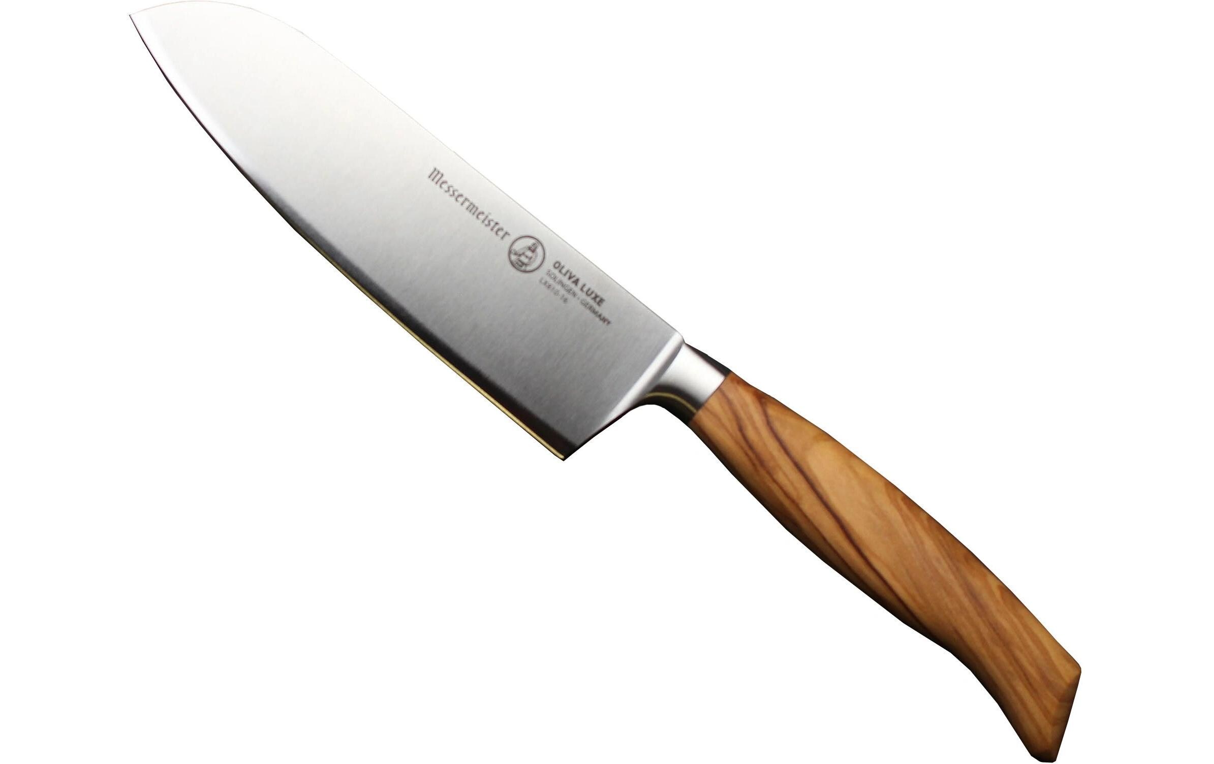 Santoku Kochmesser Oliva Luxe 16.5 cm, Nature/Silber<br>Japanisches Kochmesser Santoku