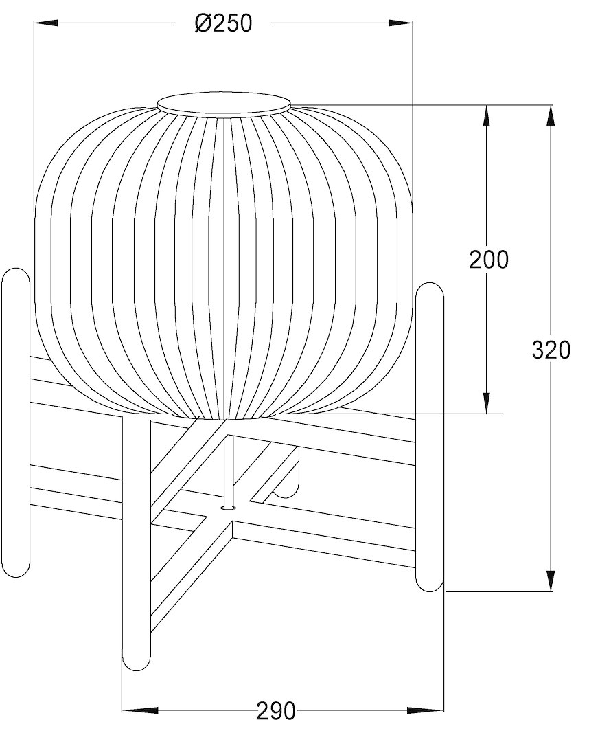 Vinda bordlampe Stor natur tre med hvit opalglass, ledning og bryter E27 Max 40W