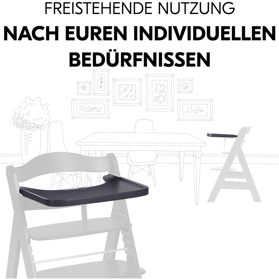 hauck Alpha+ Wooden Tray Dark Grey