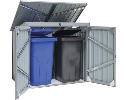WESTMANN 2-baks afvalcontainer inclusief gasveren, 158 x 101 x 134 cm, antraciet