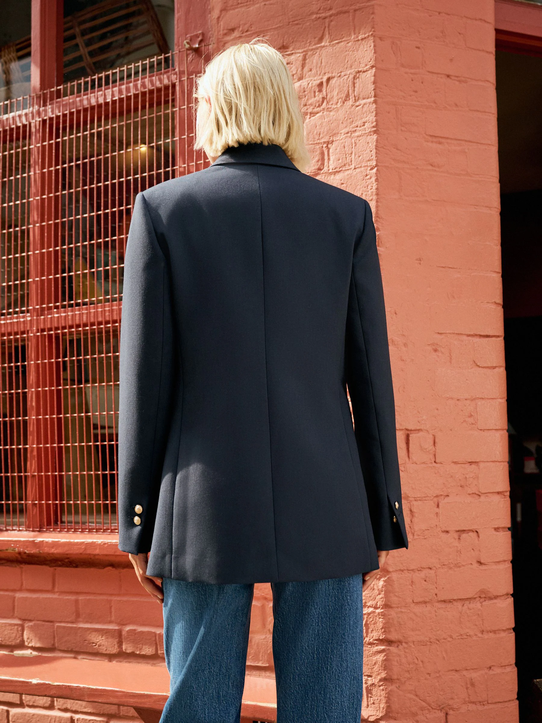 Marineblauw - Militair double-breasted blazer