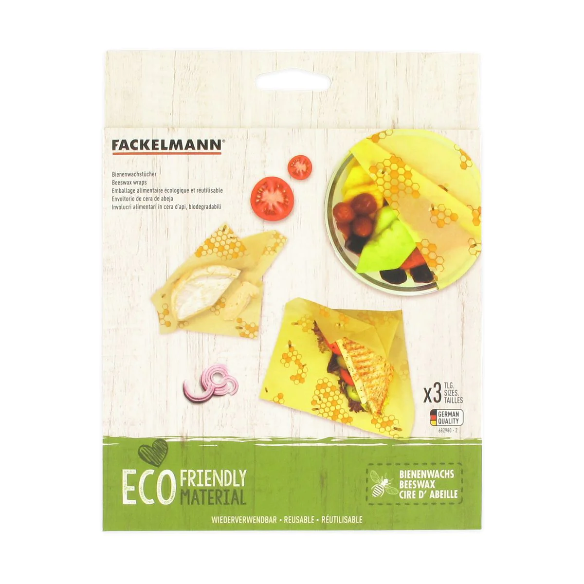Set de 3 emballages en cire d'abeille Eco Friendly Fackelmann