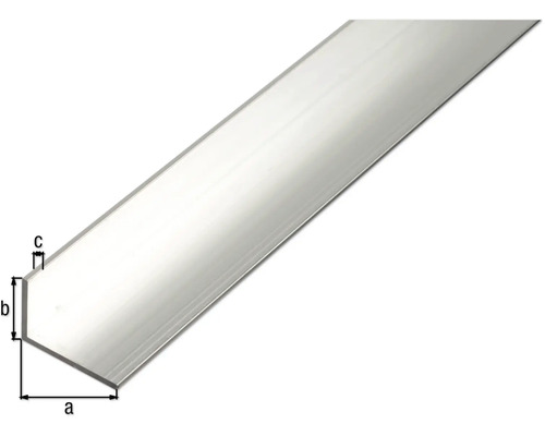 Aluminium hoekprofiel, natuurlijke afwerking, 50x20x2 mm, 1 m