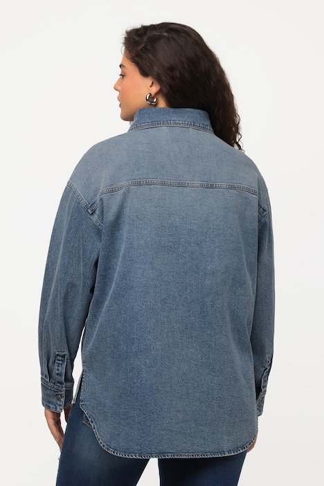 Jeanshemd, Oversized, Hemdkragen, Langarm