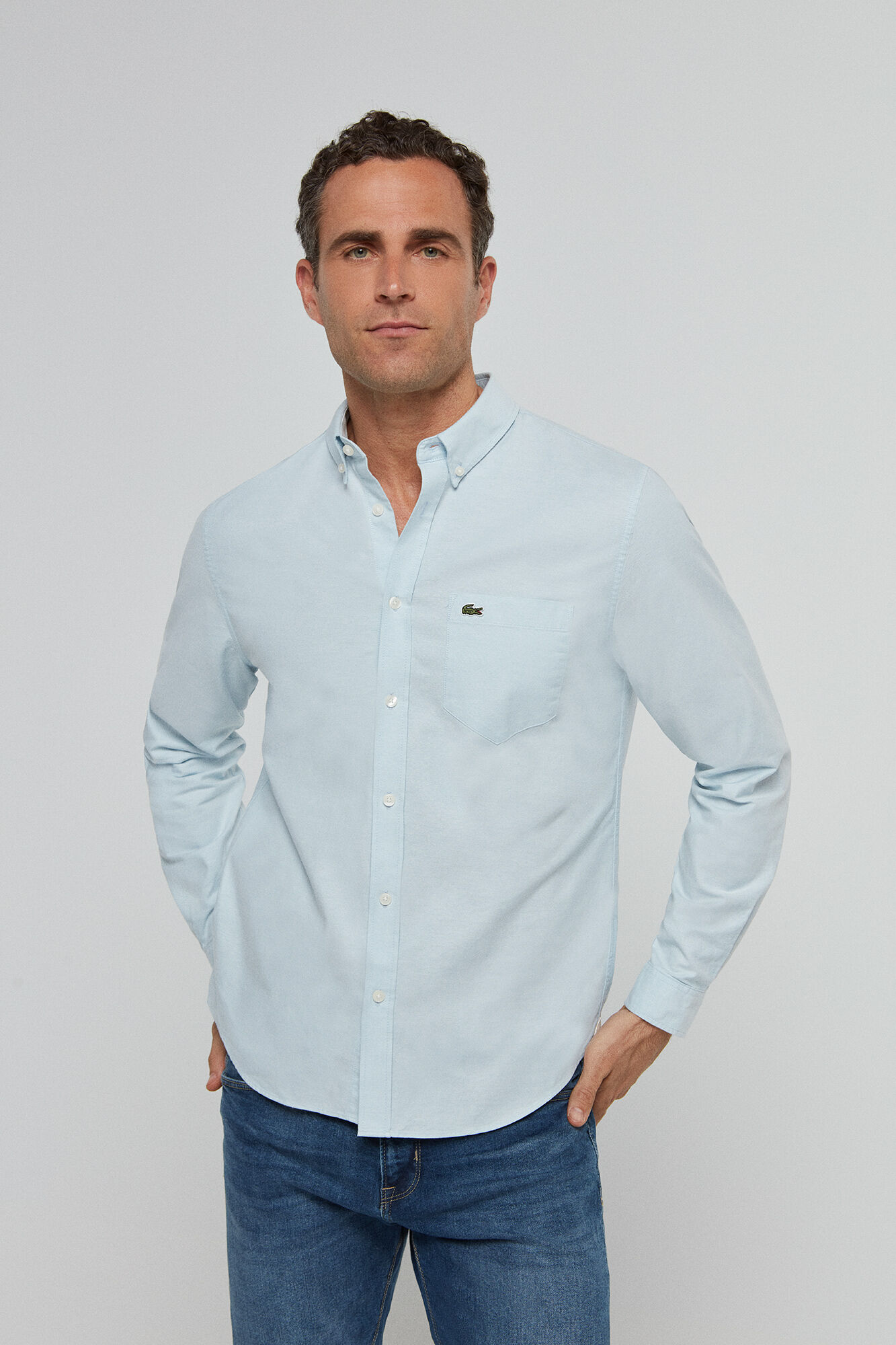 Camisa azul-clara com botões - Azul