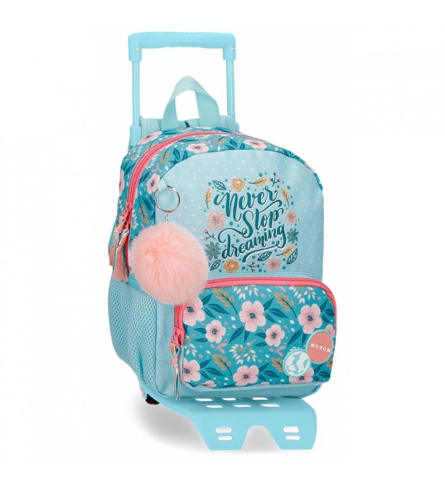 Mochila pequena com rodinhas Movom Never Stop Dreaming, azul