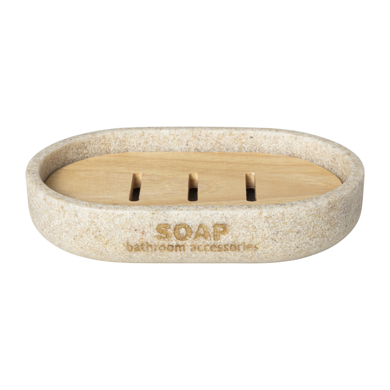 Zeepbakje sand - beige - 12.9x8.4x2.5 cm