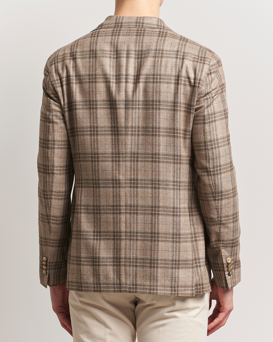 L.B.M. 1911 Jack Regular Fit Silk/Wool Overcheck Blazer Brown
