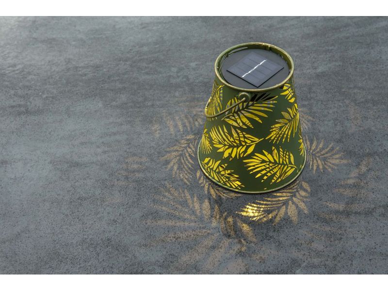 STT Laterne Solar Antic Bamboo, Ø 15 x 16 cm, Grün Solarleuchte zum Aufstellen oder Aufhängen