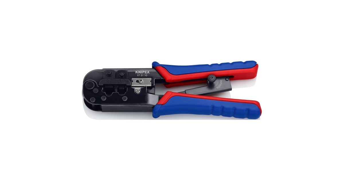 KNIPEXKrimptang 97 51 10 SB  (Blauw/rood, RJ-11/12 en RJ-45 stekker)