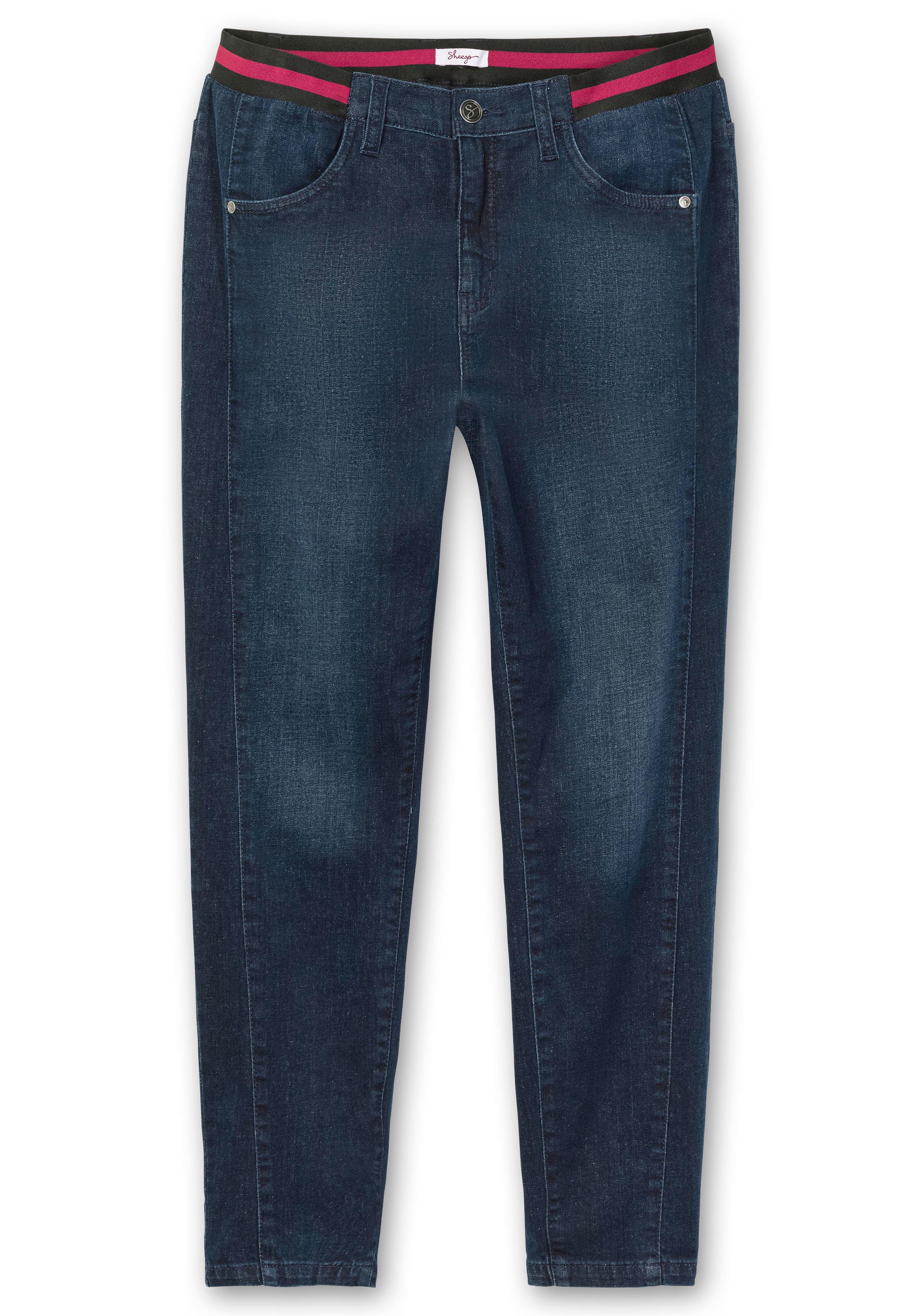 Schmale Jeans mit gestreiftem Gummibund