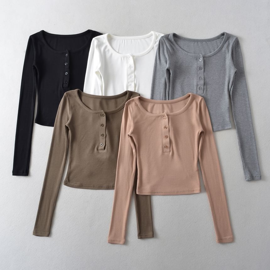 Sosana - Henley T-shirt met lange mouwen