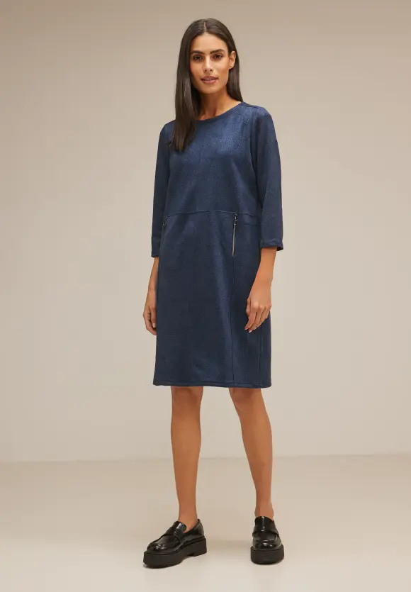 Velours Kleid - deep blue