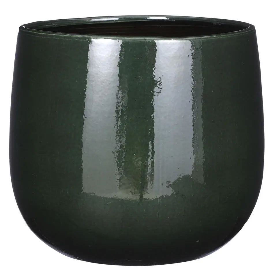Mica Decorations Plantenpot - keramiek - groen glans - D26/H24 cm