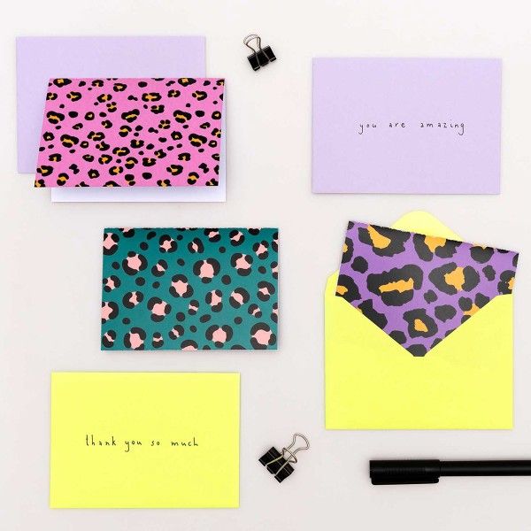Set cartes et enveloppes leopard Rico Design