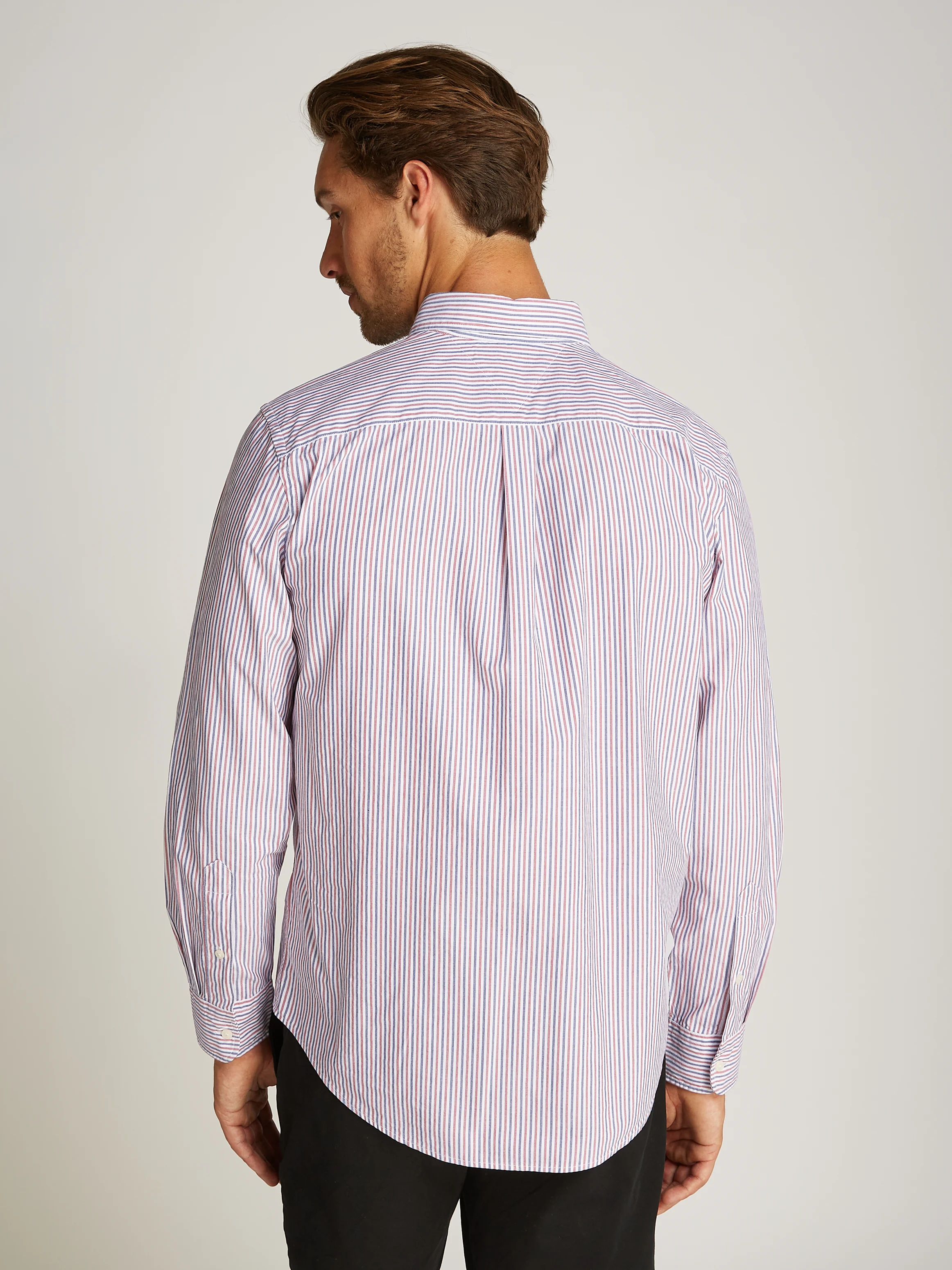 Chemise à rayures fines en coton | Rouge