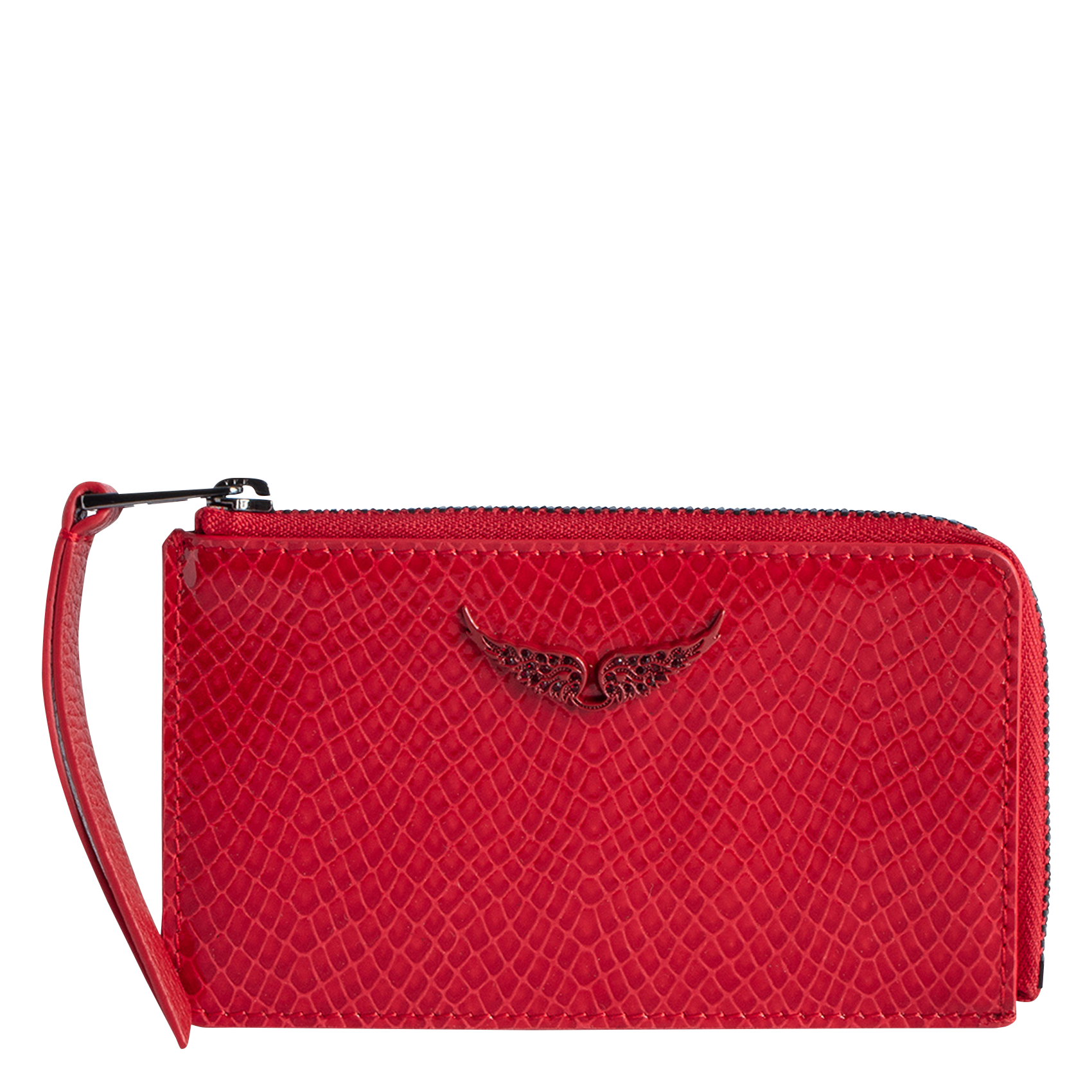 ZV CARD - Porte-cartes en cuir brillant embossé| Rouge