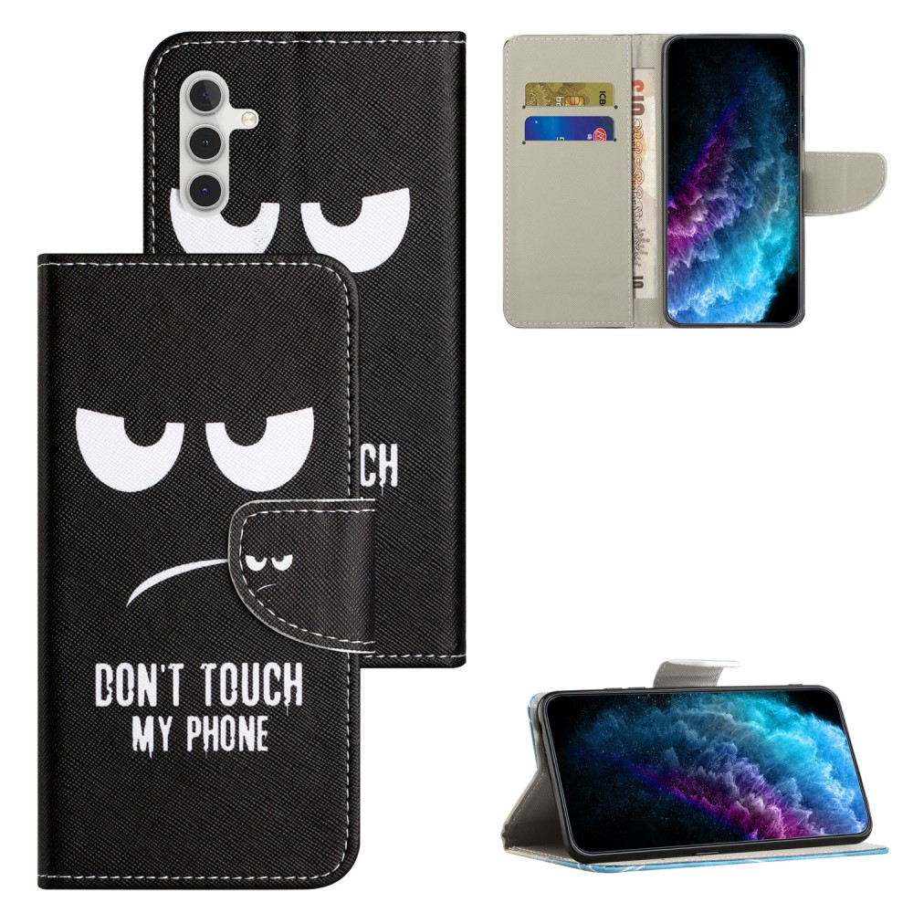 Samsung Galaxy A54 5G Leder Tasche mit Kartenfach Don't Touch My Phone - Schwarz
